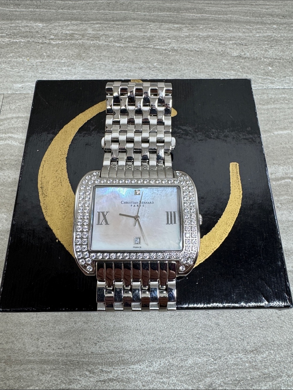 Christian Bernard Stainless Swarovski Crystal Womens Water Resistant Watch